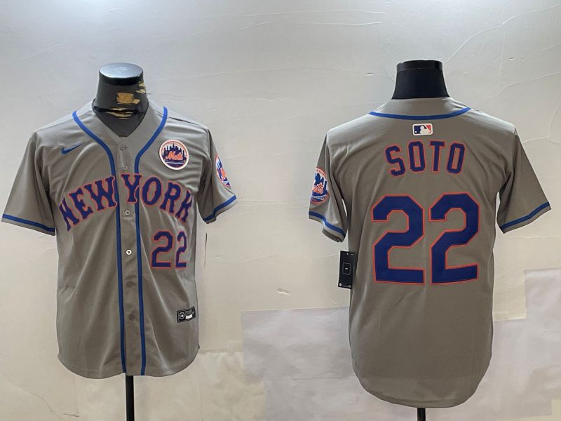 Men New York Mets #22 Soto Grey Game 2024 Nike MLB Jersey style 1->new york mets->MLB Jersey